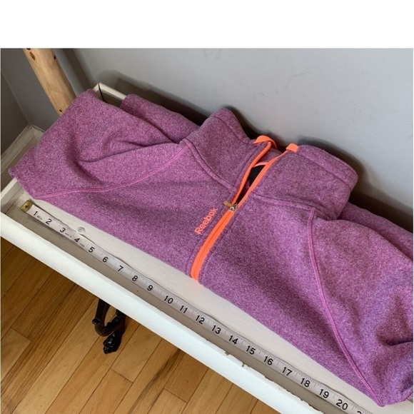 Reebok Purple Orange Pullover Quarter Zip Kangaroo Pocket Contrast Sweatshirt M - Picture 8 of 11